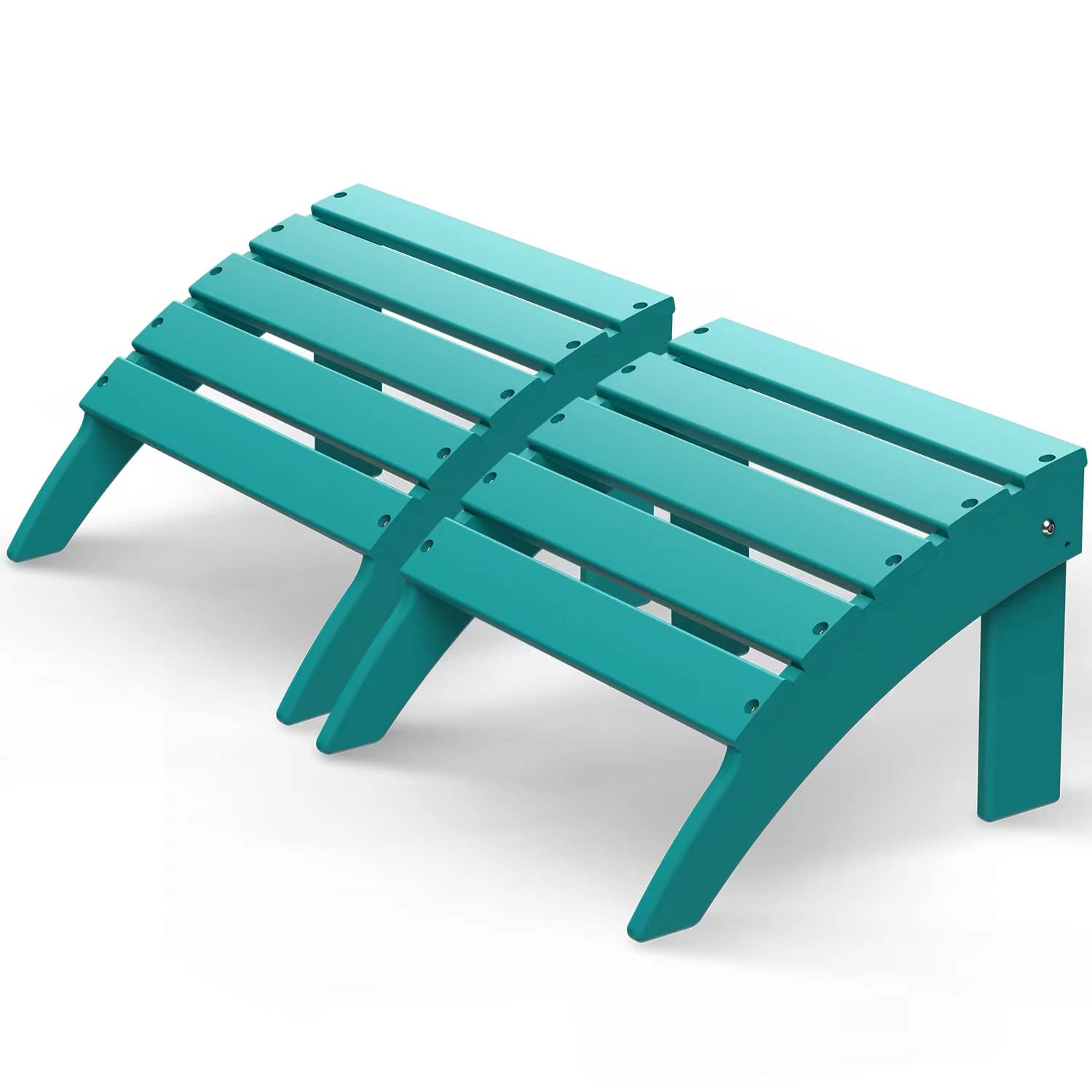 Greenvines Adirondack-Ottoman | Folding | Set Of 2 | Hdpe Plastic | Outdoor Footrest | All Weather | Foot Rest | Foot Stool | Aqua | For Adirondack Chair | For Patio Backyard Pool