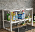 Rangchhelo 2 Tier Adjustable Under Sink Storage Organizer | Heavy Duty Kitchen Cabinet Shelf Rack For Cleaning Supplies Bathroom