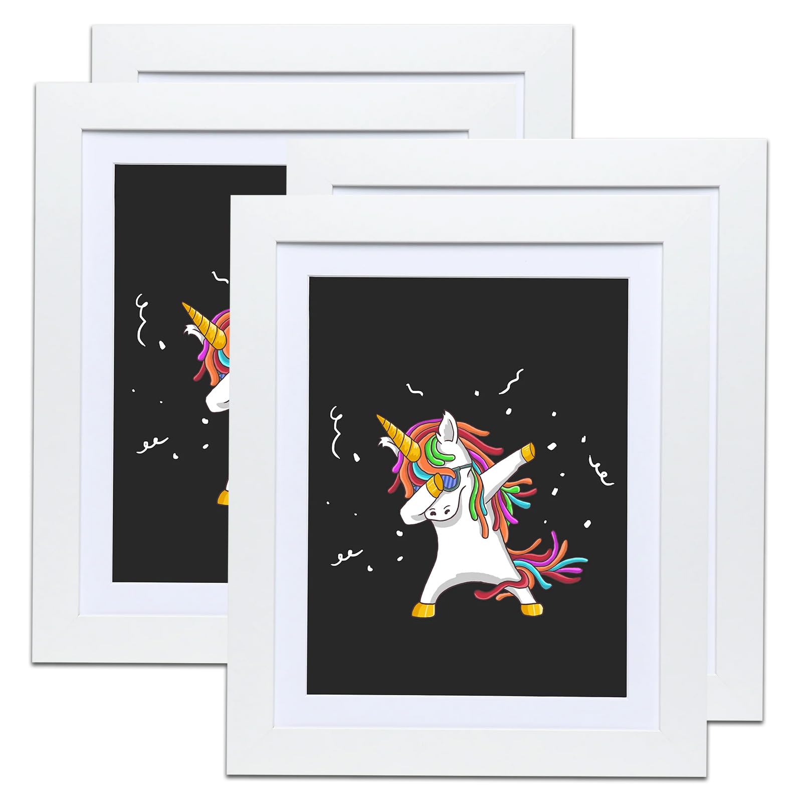 FrameWorks 4-Pack, 10    x 12.5    White Wooden Kids Art Frame - Frames for Kids Artwork with Gallery Style Edges, Tempered Glas