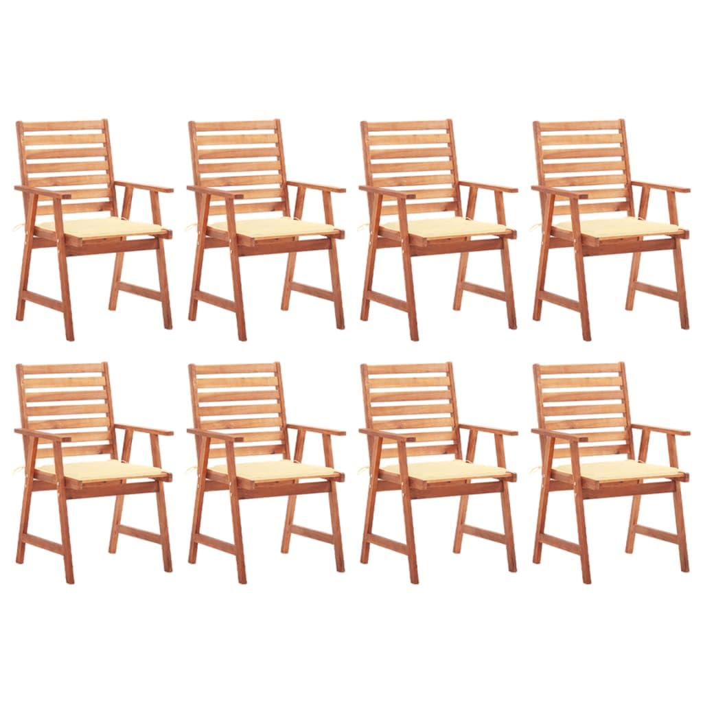 vidaXL 8 Piece Patio Dining Set - Waterproof Cushioned Solid Acacia Wood Dining Chairs for Outdoors - Easy Assembly, Comfortable & Durable for Patio, Garden, or Terrace