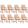 vidaXL 8 Piece Patio Dining Set - Waterproof Cushioned Solid Acacia Wood Dining Chairs for Outdoors - Easy Assembly, Comfortable & Durable for Patio, Garden, or Terrace