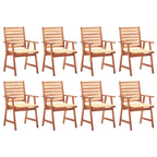 vidaXL 8 Piece Patio Dining Set - Waterproof Cushioned Solid Acacia Wood Dining Chairs for Outdoors - Easy Assembly, Comfortable & Durable for Patio, Garden, or Terrace