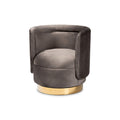 Baxton Studio Saffi Glam and Luxe Grey Velvet Fabric Upholstered Gold Finished Swivel Accent Chair