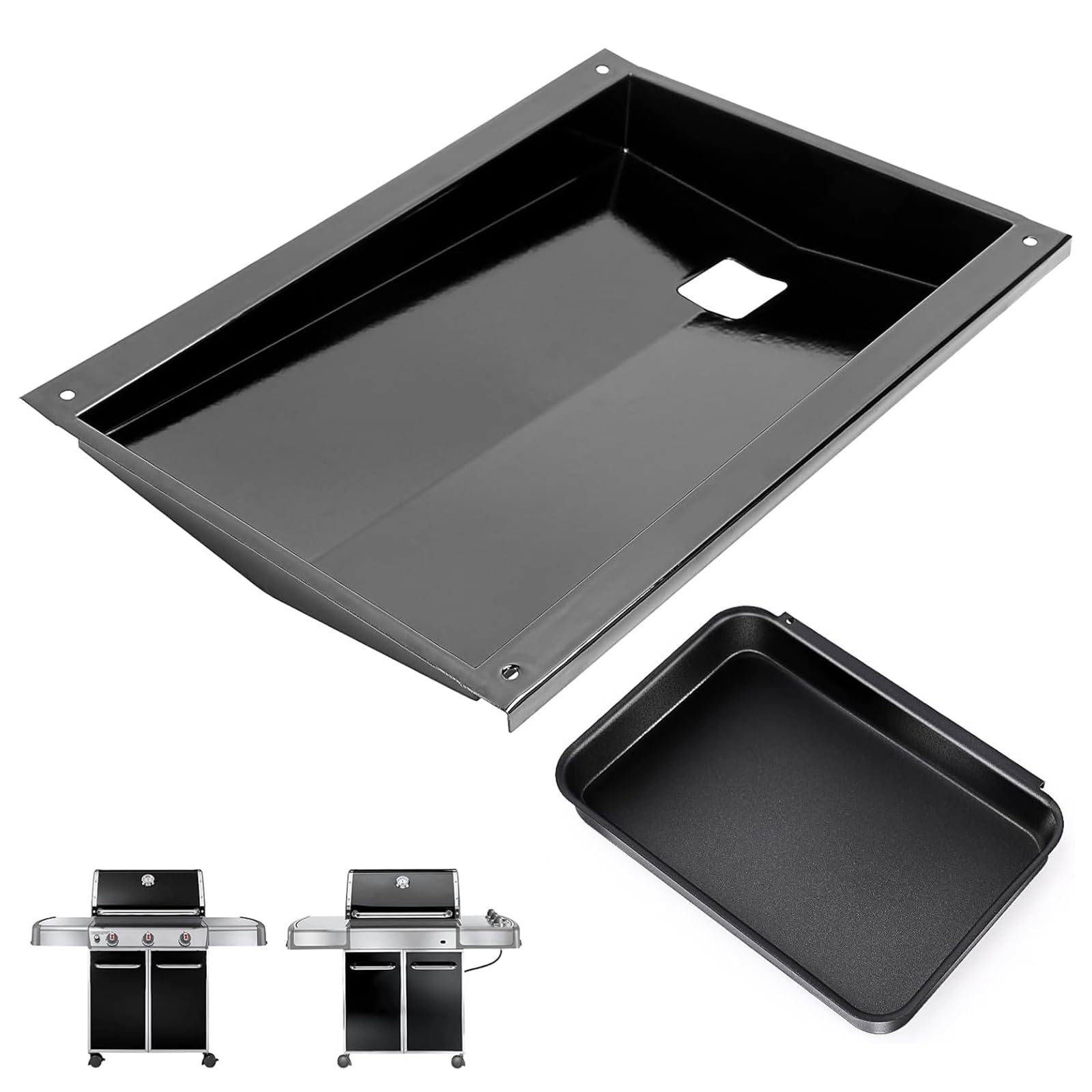 Qulimetal Grease Tray With Catch Pan For Weber Genesis 300 Series (2011-2016) - Compatible With Genesis E310, E320, E330, Front