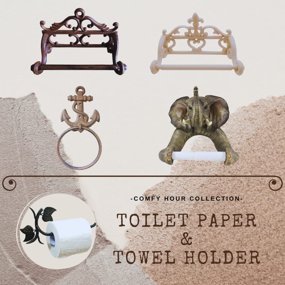 Comfy Hour Antique And Vintage Collection 9' Cast Iron Tissue Holder, Wash Black