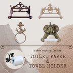 Comfy Hour Antique And Vintage Ocean Collection Cast Iron Tissue Holder, Toilet Paper Holder, Aged Old Fashioned Black