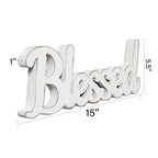 Sintosin Rustic White Wooden Blessed Sign For Tabletop 15', Wall Hanging Farmhouse Blessed Signs For Home Decor, Handmade Thank