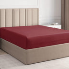 King Size Fitted Bed Sheet - Hotel Luxury Single Fitted Sheet Only - Fits Mattress Up To 16' - Extra Soft, Wrinkle Free, Breathable Sheet For Women, Men, Kids & Teens - Burgundy Single Fitted Sheet