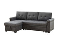 Lilola Home Destiny Dark Gray Linen Reversible Sleeper Sectional Sofa with Storage Chaise