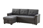 Lilola Home Destiny Dark Gray Linen Reversible Sleeper Sectional Sofa with Storage Chaise