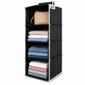 V21 4Shelf Hanging Closet Organiser | Foldable NonWoven Fabric Wardrobe Storage Shelves For Clothes & Accessories | Space Savi
