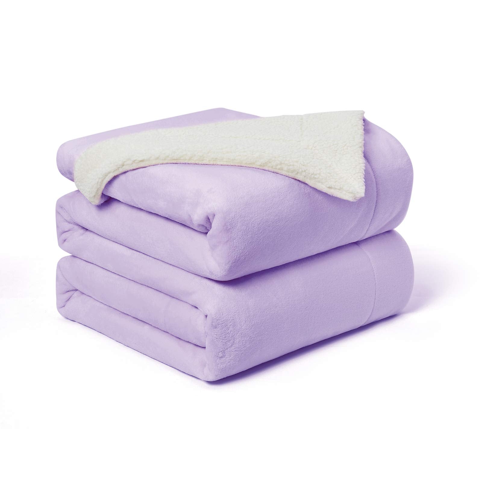 Walensee Sherpa Fleece Blanket (King Size 108   X90    Lavender) Plush Throw Fuzzy Super Soft Reversible Microfiber Flannel Blan