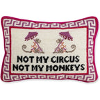 Furbish Needlepoint Decorative Throw Pillow - Not My Circus Not My Monkeys, Small Embroidered Accent Pillow For Bed, Chair, Couc