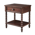 MADISON PARK SIGNATURE Beckett Accent Tables Antiqued Turn Legs Design, Mid-Century Modern One-Drawer Nightstand with Lower Storage Shelf, Morocco Brown