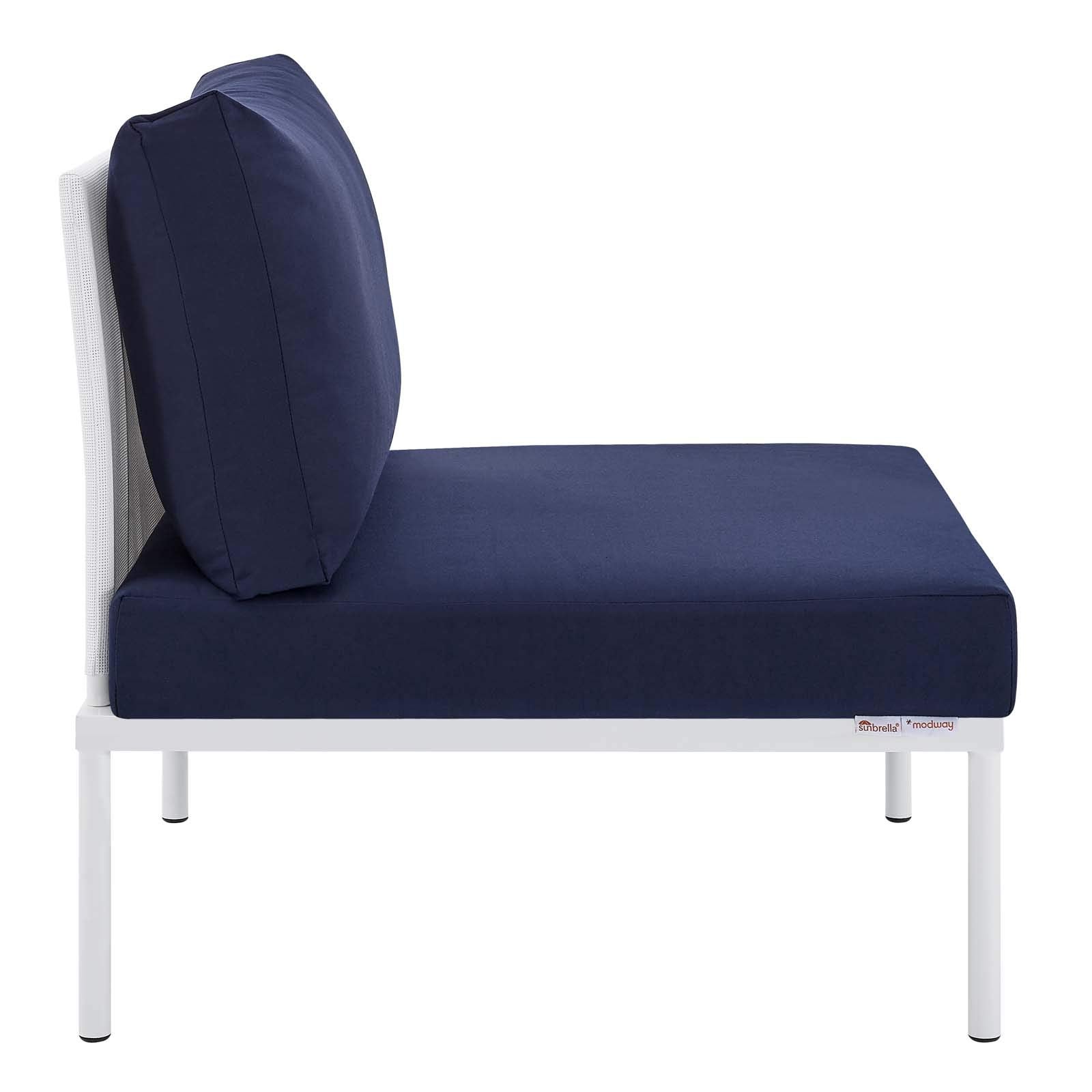Modway EEI-4959-WHI-NAV Harmony Outdoor Patio Aluminum Armless Chair, White Navy