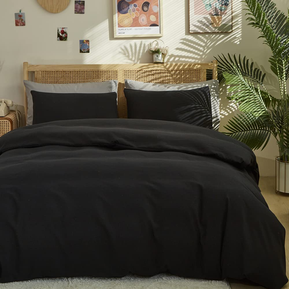 Clothknow Full Comforter Set Black 3Pcs Black Bedding Comforter Sets All Black Full Size Comforter Men Women Comforter Black Com