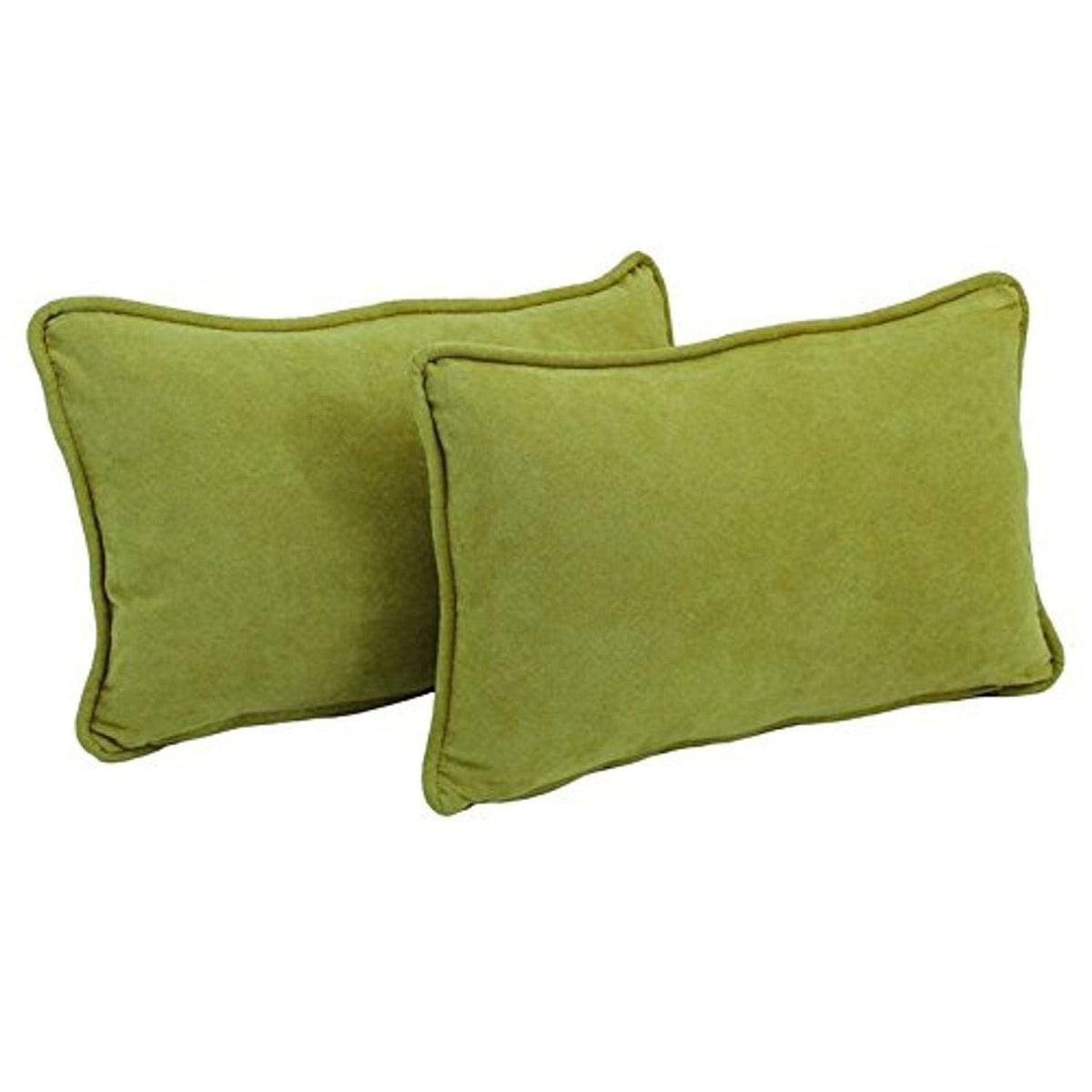 Blazing Needles Corded Solid Microsuede Rectangular Throw Pillows with Inserts (Set of 2), 20&quot; by 12&quot;, Mojito Lime