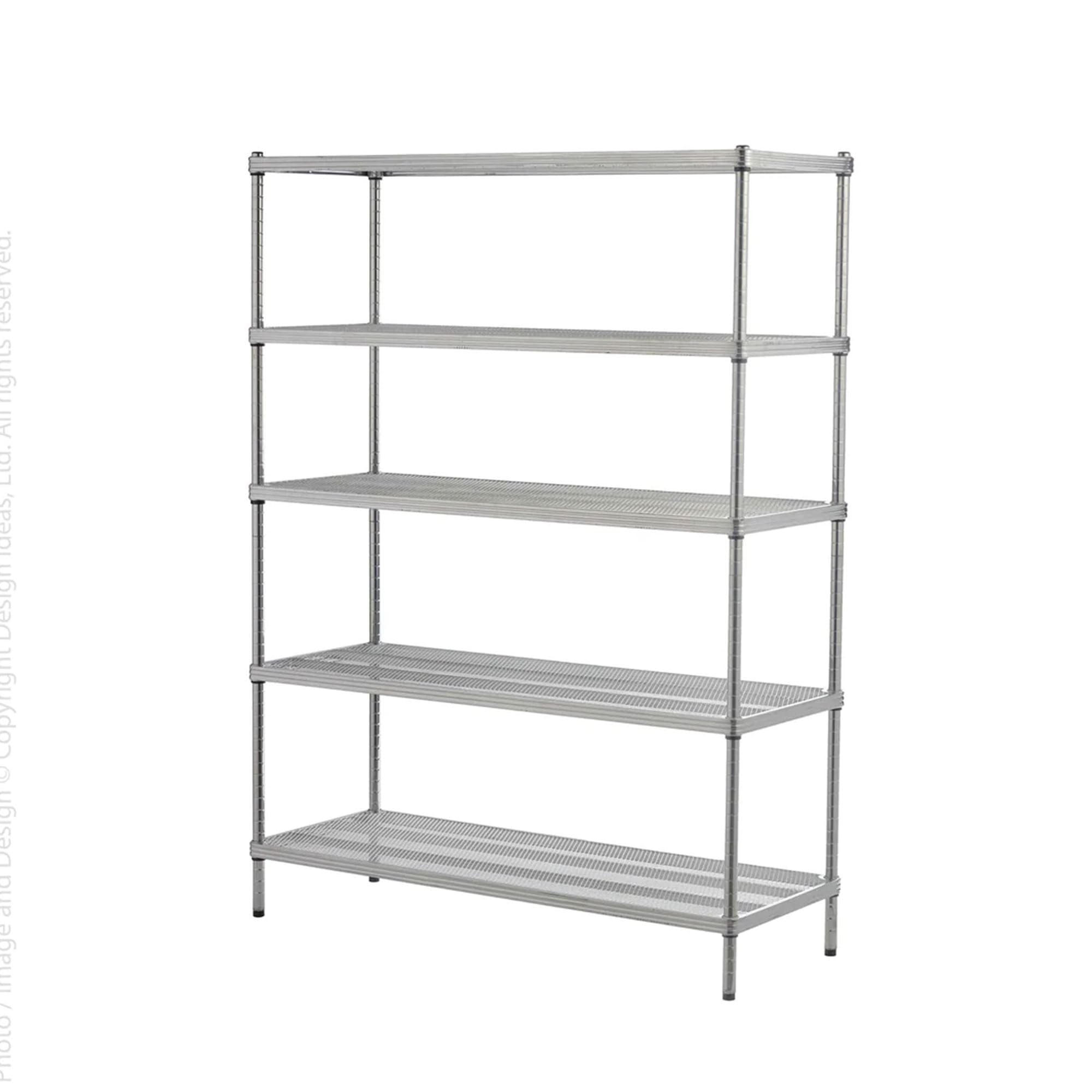 Design Ideas MeshWorks 5 Tier Full Size Metal Storage Shelves for Kitchen, Office, and Garage Organization with Locking Clips, S