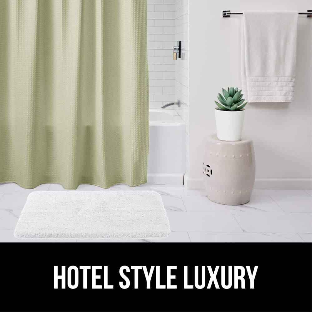 Gorilla Grip Waffle Shower Curtain, Thick Weighted Fabric, Wrinkle And Rust Resistant, Classic Hotel Quality Design, Heavy Duty