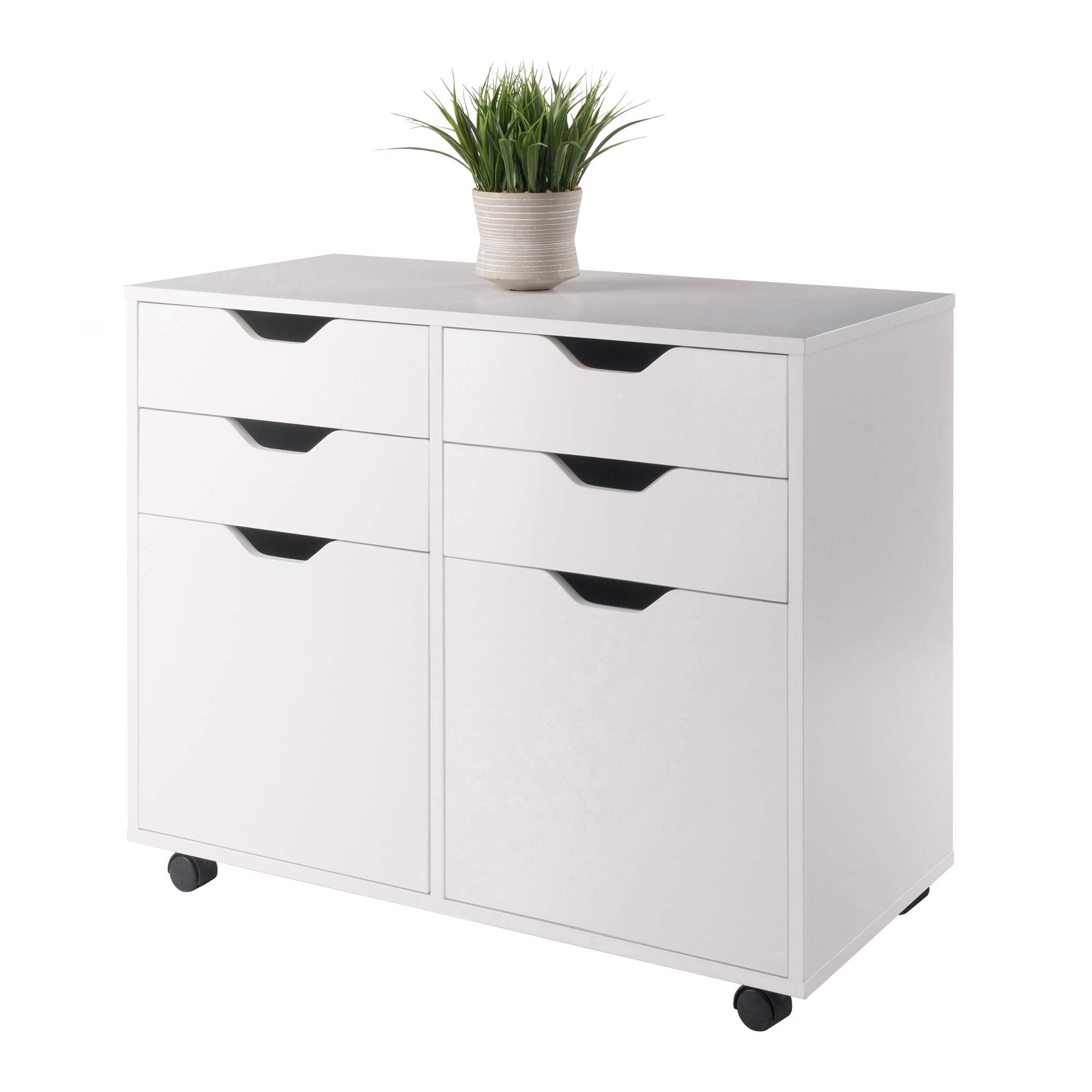 Winsome Halifax Storage Mobile Cabinets, 2 Doors, 4 Drawers, for Home Office, White