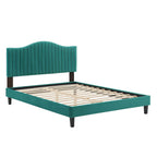 Modway MOD-6747-TEA Juniper Channel Tufted Performance Velvet Full Platform Bed, Teal