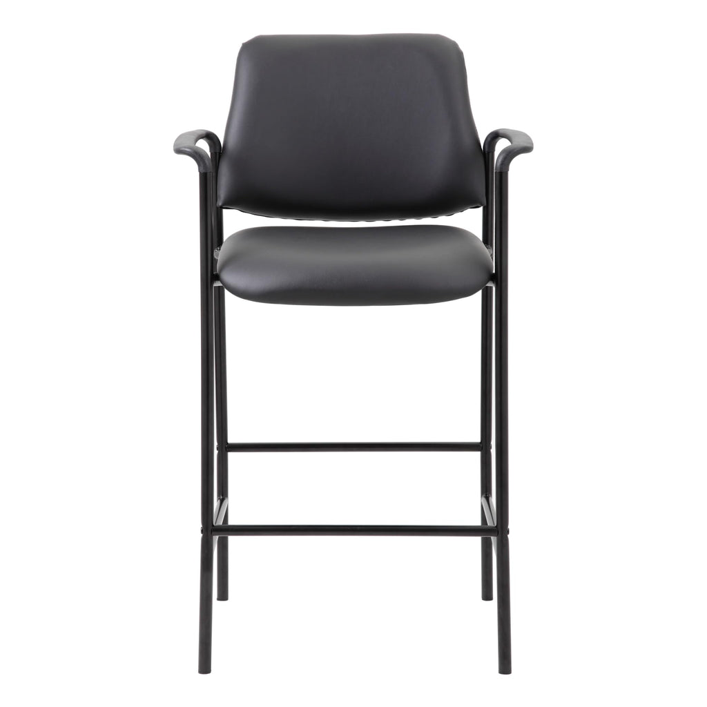 Boss Square Back Diamond Stool W/Arm In Black Caressoft (B169503-Cs)
