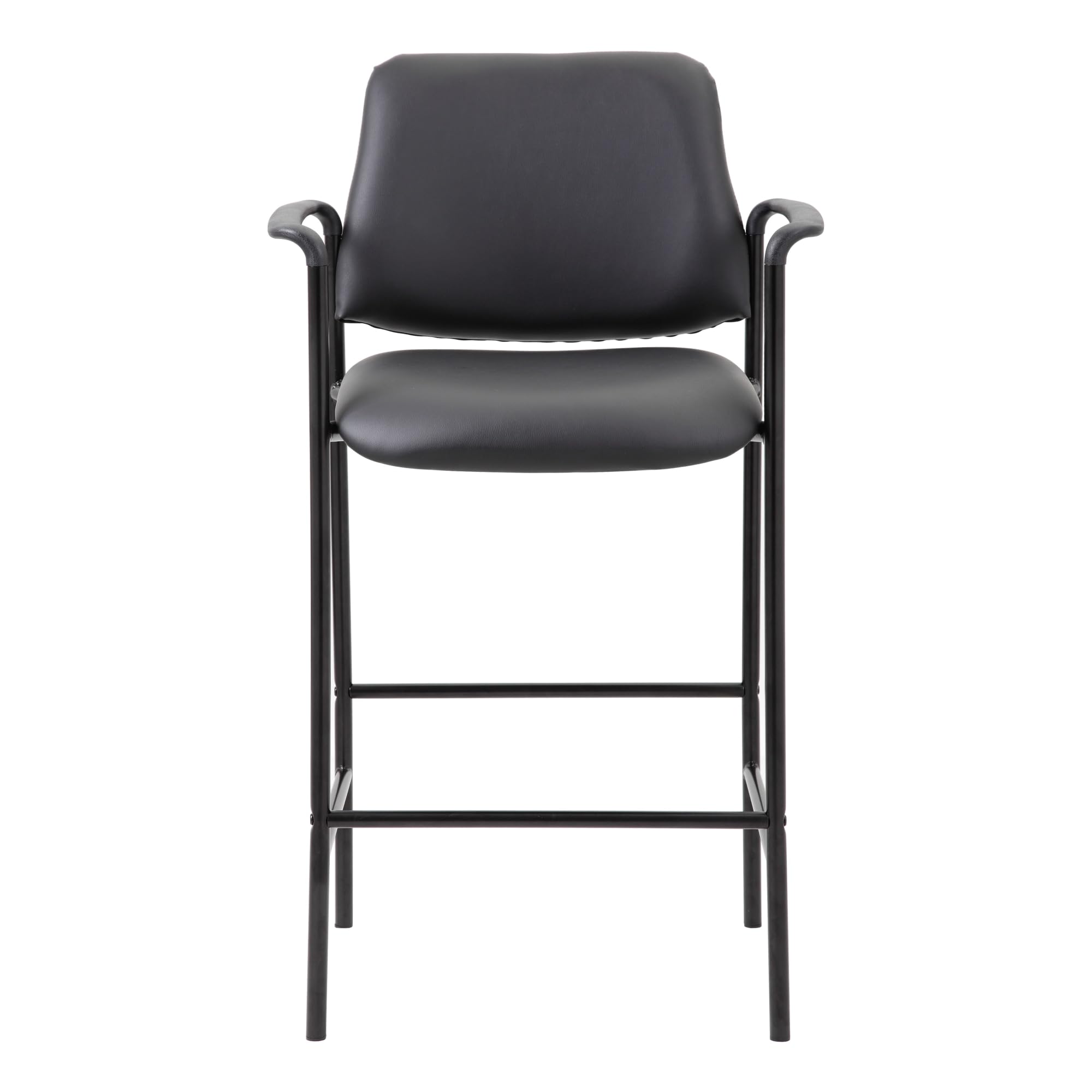 Boss Square Back Diamond Stool W/Arm In Black Caressoft (B169503-Cs)