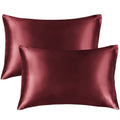 Bedelite Satin Silk Pillowcase For Hair And Skin, Burgundy Pillow Cases Standard Size Set Of 2 Pack Super Soft Pillow Case With