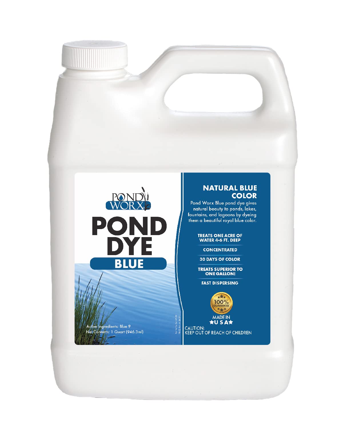 Pond Worx Blue Lake And Pond Dye - 4X Concentrated Liquid Pond Colorant - Shades And Protects Your Pond, Treats Up To 1 Acre -1