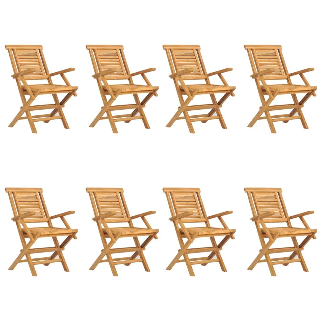 Vidaxl Folding Patio Chairs Outdoor Seating - 8 Pcs Solid Teak Wood, Scandinavian Style, For Garden/Patio/Deck, 22&quot;X24.8&quot;X35.4&quot;