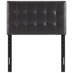 Modway Lily Tufted Faux Leather Upholstered Twin Headboard in Brown