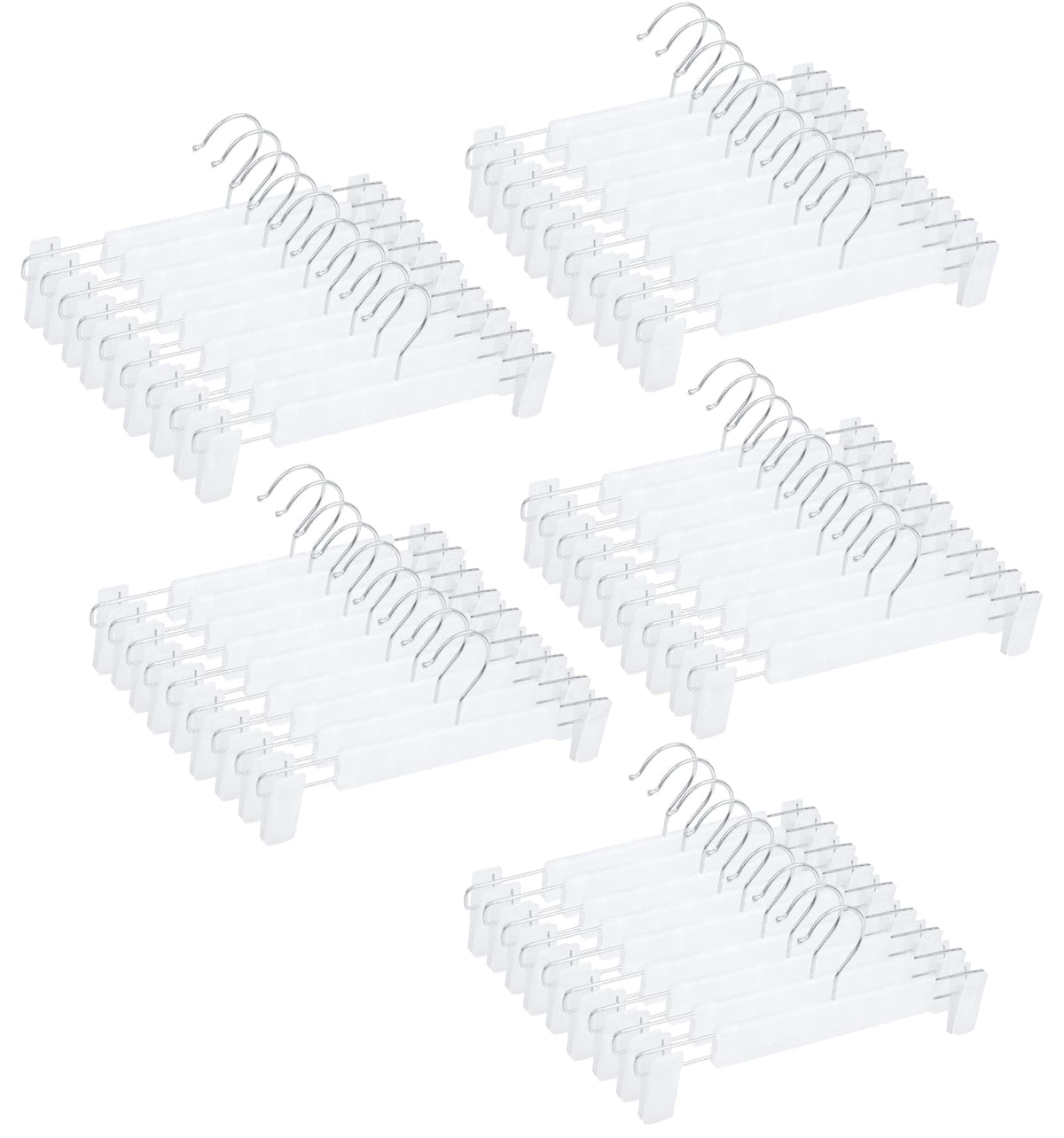 Pants Hangers with Clips Skirt Hangers for Women Plastic Clip Hangers for Pants Clothes Hangers (50pack, White)