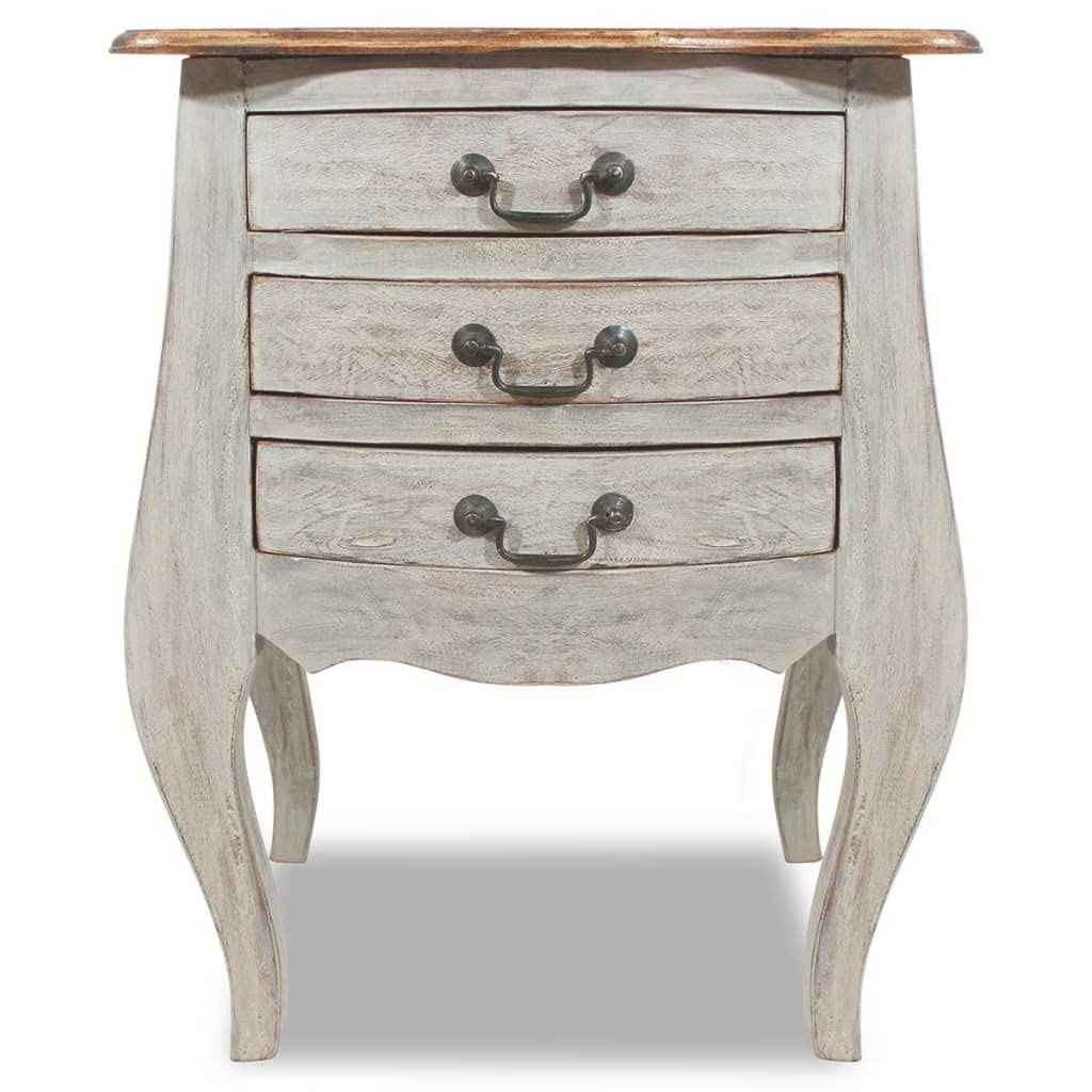 vidaXL Rectangular Bedside Cabinet in Solid Reclaimed Wood - Handmade Antique-Style Side Cabinet Expressing Authenticity with Three Drawers (18.9&quot;x13.8&quot;x25.2&quot;).