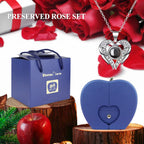 Preserved Red Real Rose Box With I Love You In 100 Languages Necklace,Gifts For Girlfriend/Women/Mom/Wife/Best Friend On Valenti