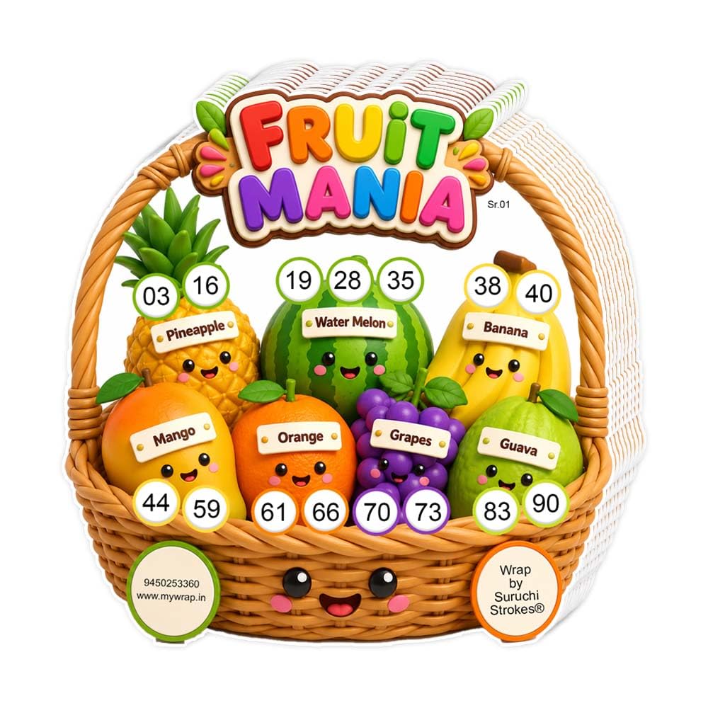 Suruchi Strokes Summer Tambola Ticket | Fruit Mania Theme for Birthday Kitty Party Game (20 Ticket)
