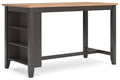Signature Design by Ashley Gesthaven Contemporary Counter Height Dining Table with 3 Shelves and Trestle Base, Light Brown & Dar