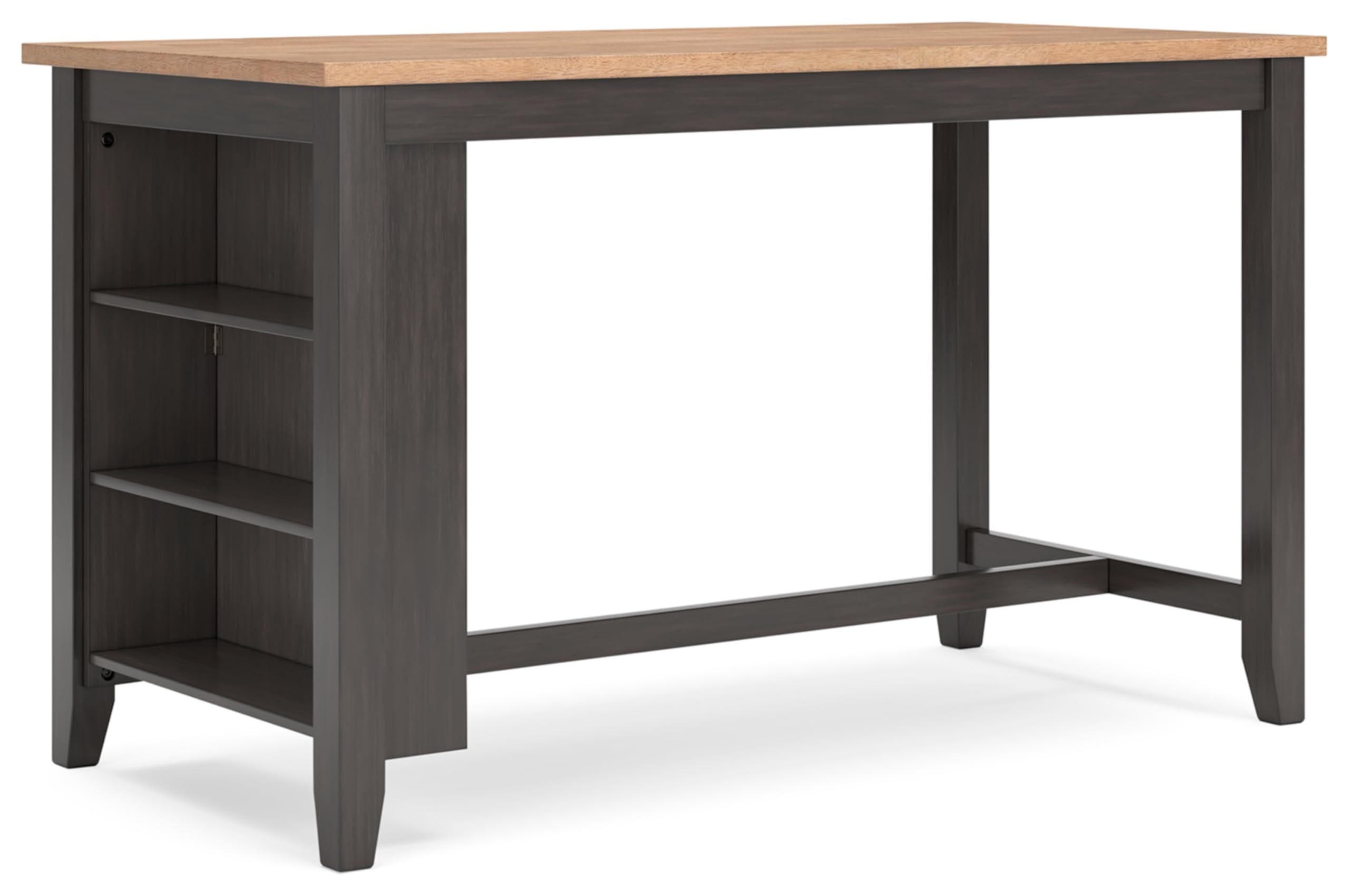 Signature Design by Ashley Gesthaven Contemporary Counter Height Dining Table with 3 Shelves and Trestle Base, Light Brown & Dar