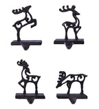 Reindeer Team Cut-Out Poses 7 X 5 Black Metal Christmas Stocking Holder Set Of 4