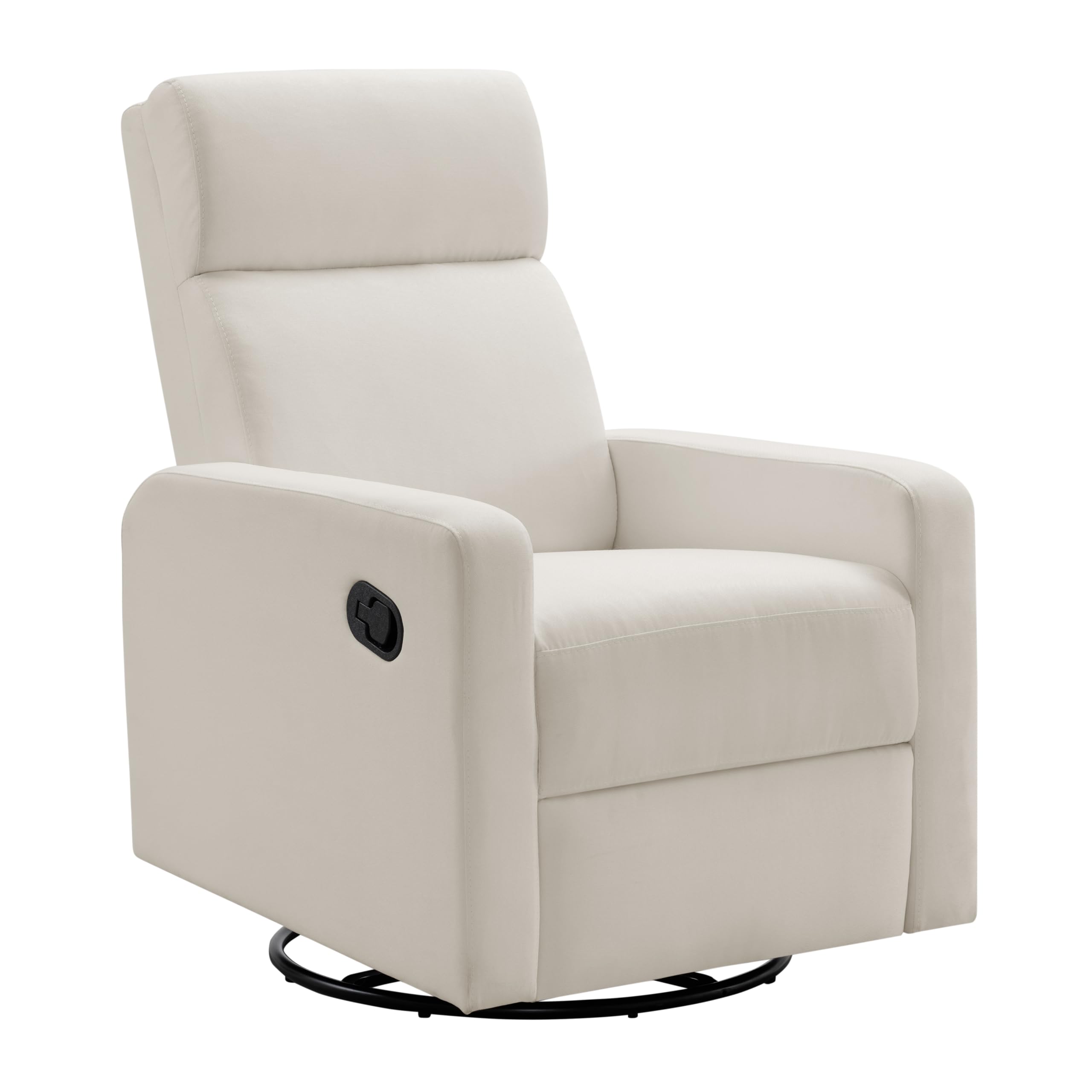 Oxford Baby Layton Manual Upholstered Glider Recliner Rocking Chair 360 Swivel for Nursery and Living Room - Cream