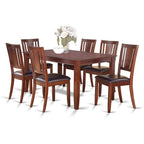 East West Furniture DULE7-MAH-LC 7 Piece Kitchen Table & Chairs Set Consist of a Rectangle Dining Room Table and 6 Faux Leather Upholstered Dining Chairs, 36x60 Inch, Mahogany