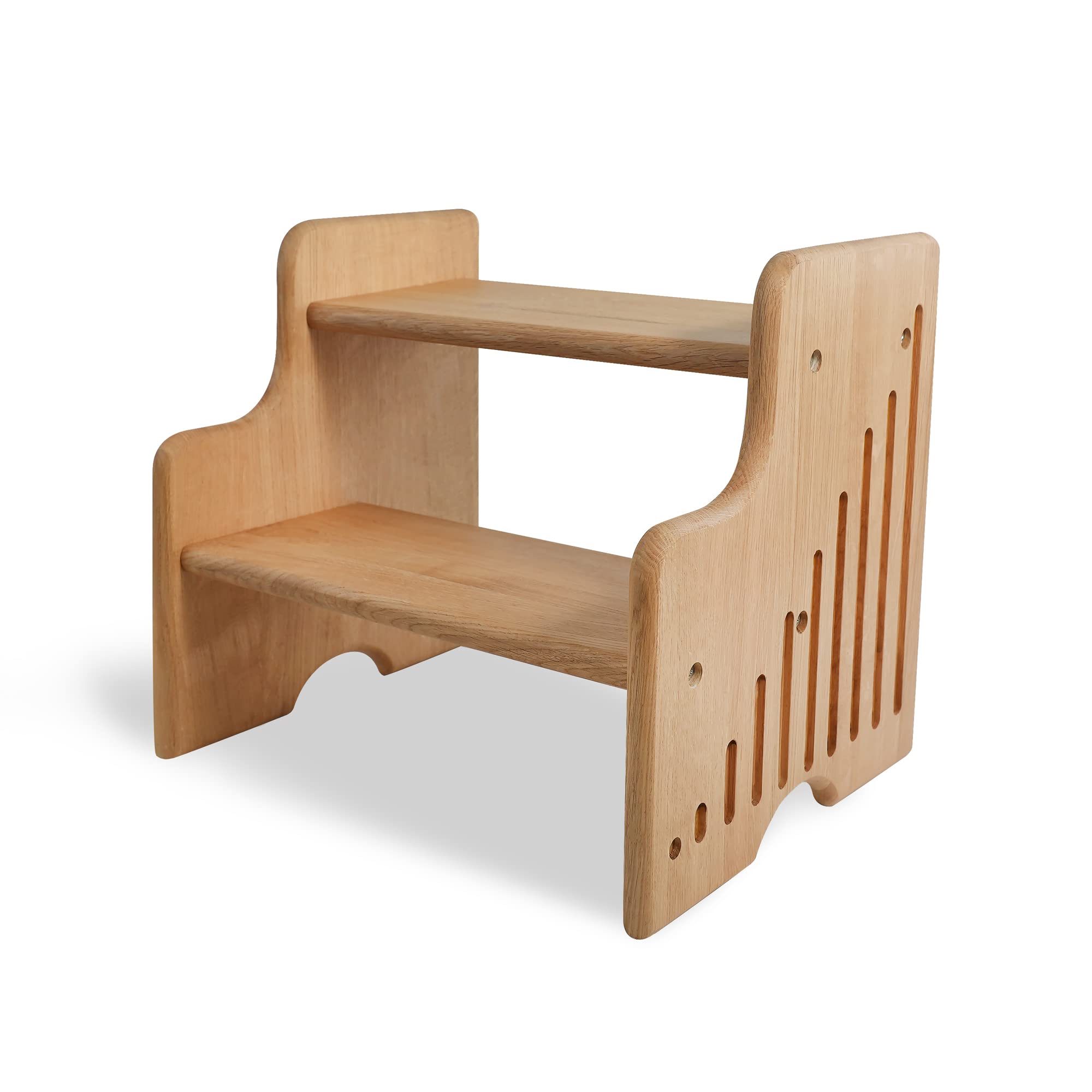 CONSDAN Step Stool, USA Grown Solid Hardwood Oak, Wooden Step Stool for Adults Kids Seniors, Bathroom Kitchen Toilet Living Room