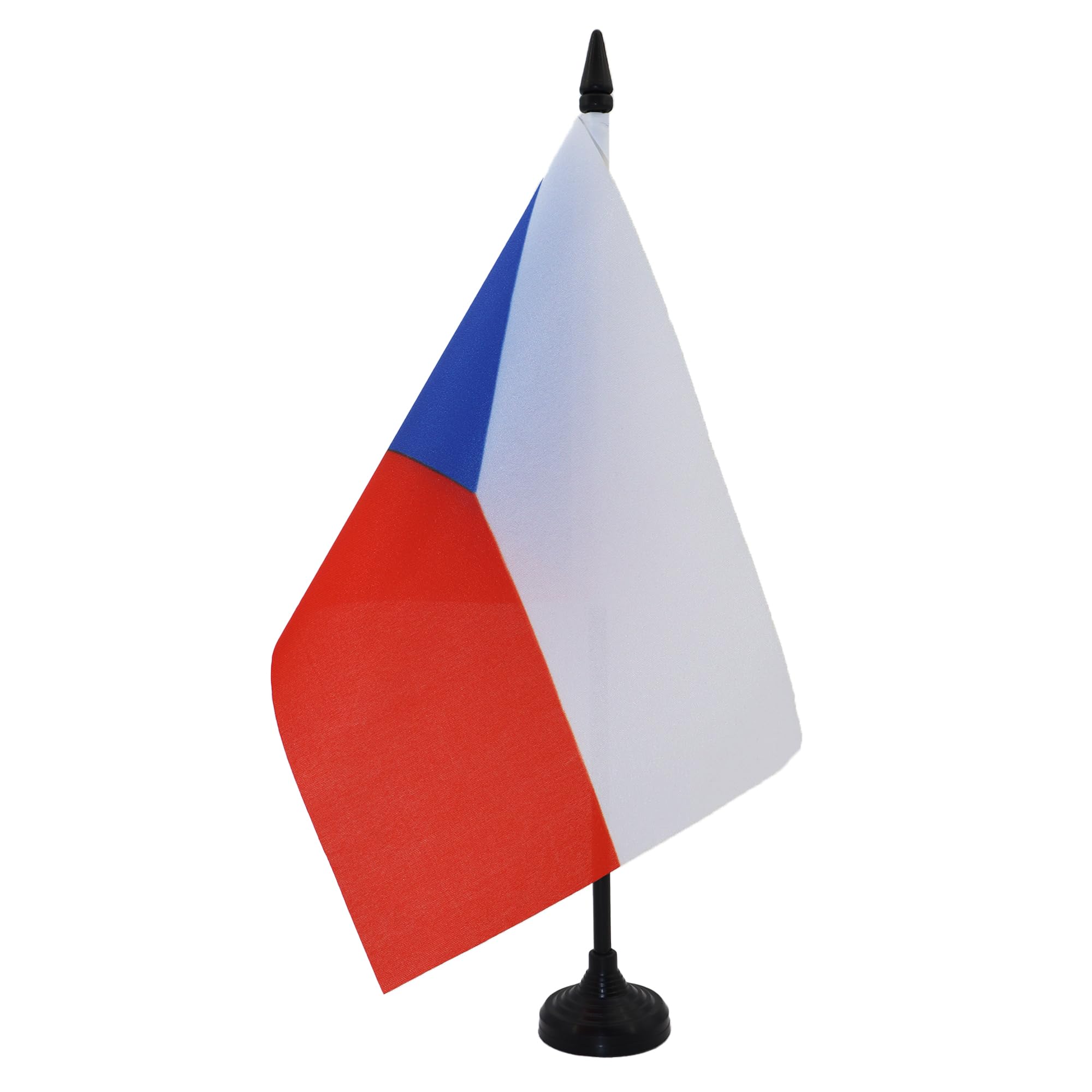 Czech Republic Table Flag 5' X 8' - Czech Desk Flag 21 X 14 Cm - Black Plastic Stick And Base - Az Flag