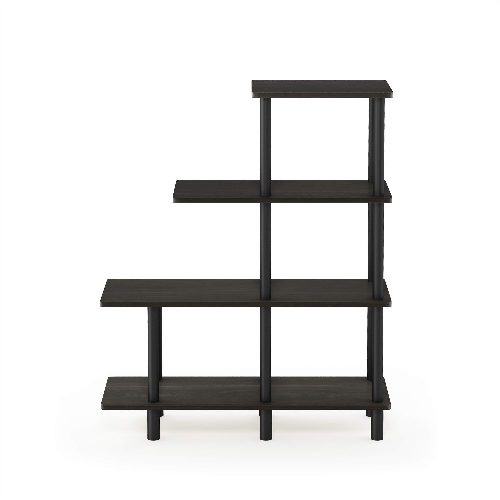 Furinno Turn-N-Tube 4-Tier Cube Ladder Shelf, Espresso/Black