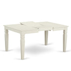 East West Furniture WEST5-WHI-W 5 Piece Kitchen Set for 4 Includes a Rectangle Room Table with Butterfly Leaf and 4 Dining Chairs, Wood Seat, Linen White