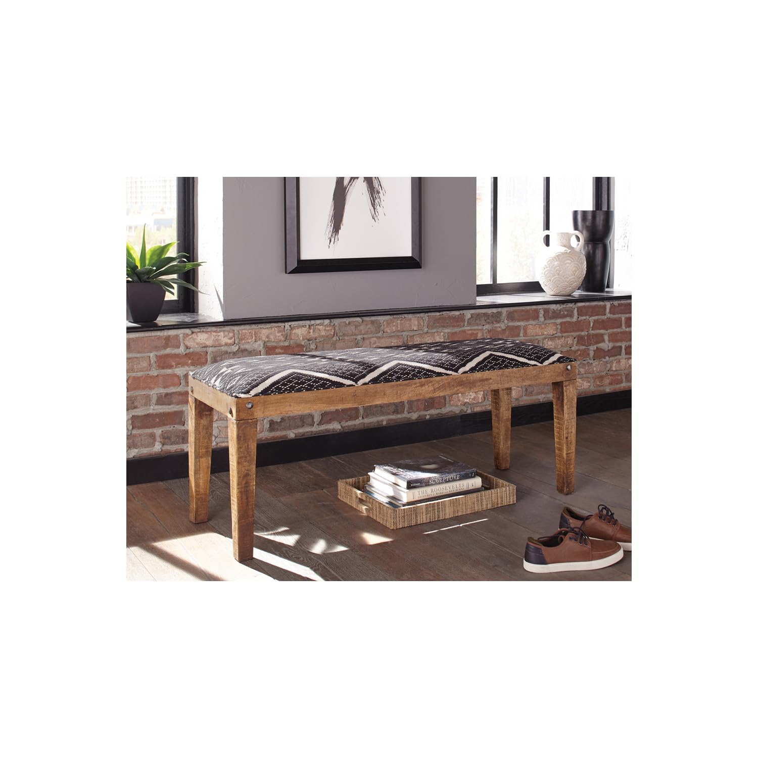 Coaster Furniture Serene Rectangular Upholstered Bench 46' D X 16' W X 18' H Black Natural 910177