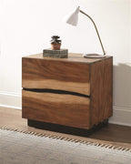 Coaster Home Furnishings Winslow Farmhouse Wood 2-Drawer Bedroom Nightstand Bedside Table Organizer Unit With Usb Charging Outlet Smokey Walnut 223252