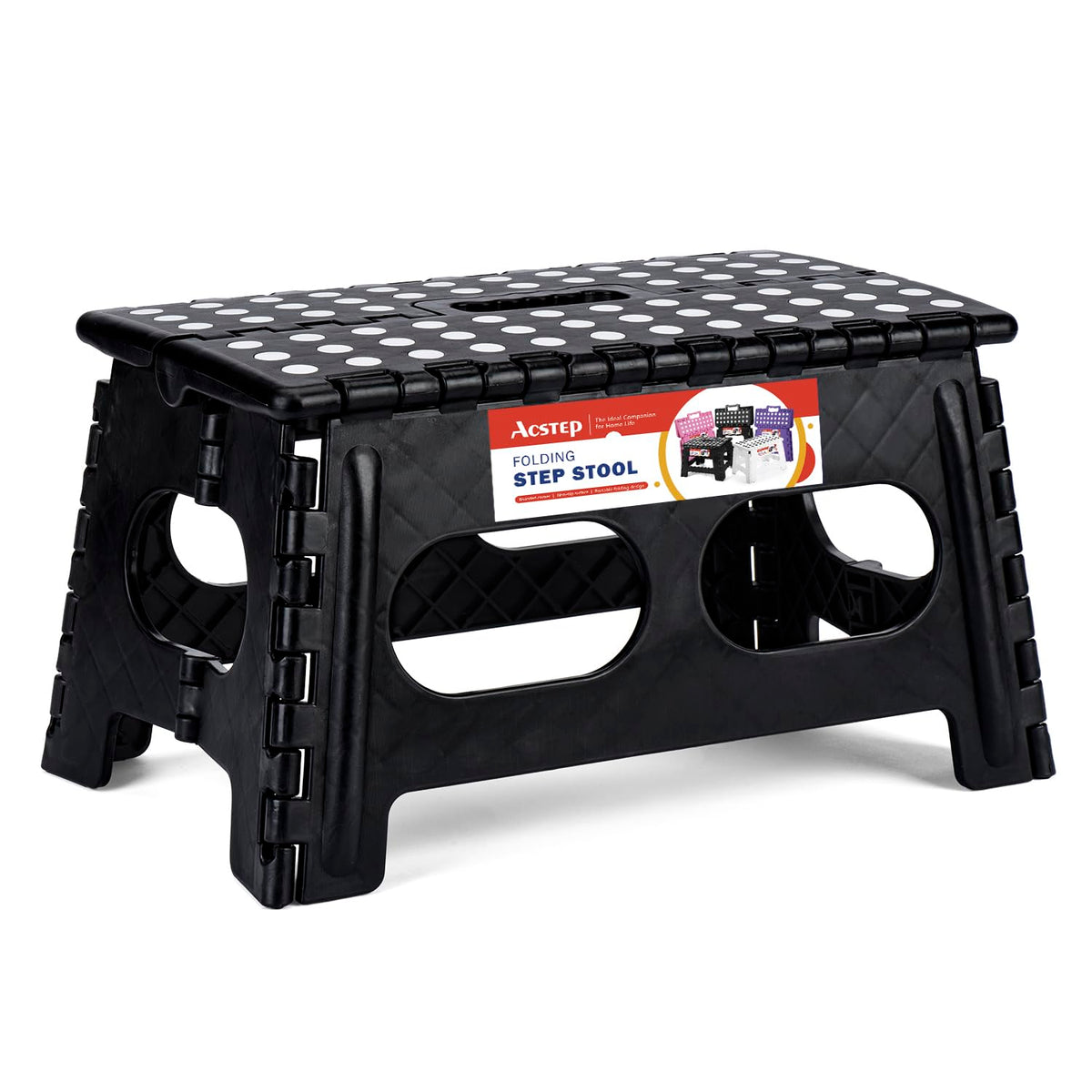 Acstep Folding Step Stool,15-Inch Extra Wide 9Inch Height Heavy Duty Stepping Stool More Safe And Comfortable Non Slip Foldable