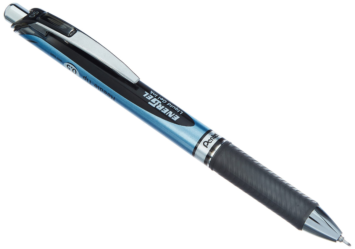 Pentel Energel Knock Ballpoint Pen, 0.5Mm Needle Tip, Blue Body With Black Accent (Bln75-A)
