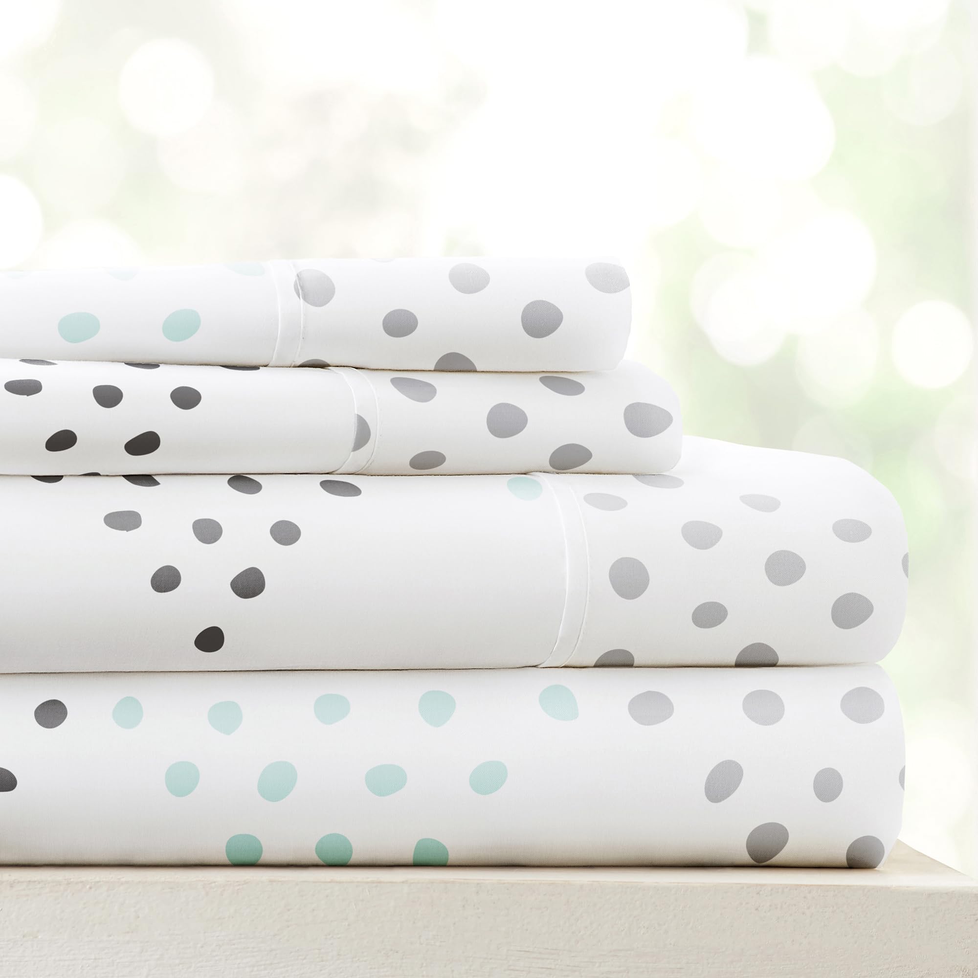 Linen Market 4 Piece King Bedding Sheet Set (Light Gray Dots) - Sleep Better Than Ever With These Ultra-Soft & Cooling Bed Sheet