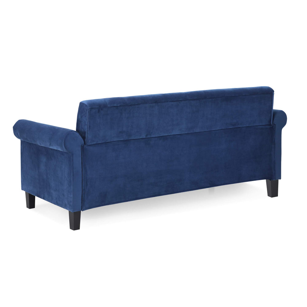Furinno Bastia Vintage Modern Chesterfield Button Tufted 3-Seater Sofa Couch For Living Room, Navy Velvet